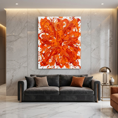Tangerine Tangle — Bold Orange Swirl Brushstroke Abstract Canvas Wall Print
