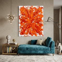 Tangerine Tangle — Bold Orange Swirl Brushstroke Abstract Canvas Wall Print