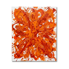 Tangerine Tangle — Bold Orange Swirl Brushstroke Abstract Canvas Wall Print