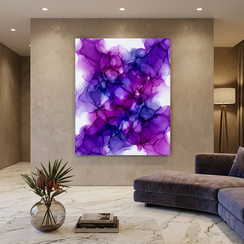 Violet Mist — Vibrant Purple & Magenta Alcohol Ink Abstract Canvas Wall Print