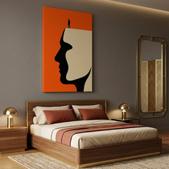 Above the Mind — Conceptual Optical Illusion Canvas Wall Art Print | Motivational Office Decor | Bold Orange Black Modern Art