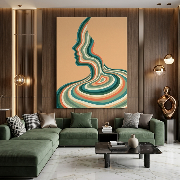 Colour Stripe Woman — Conceptual Figurative Canvas Wall Art Print