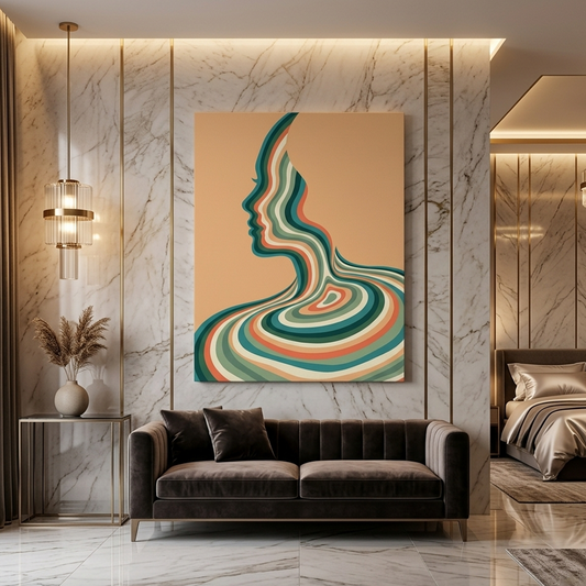 Colour Stripe Woman — Conceptual Figurative Canvas Wall Art Print