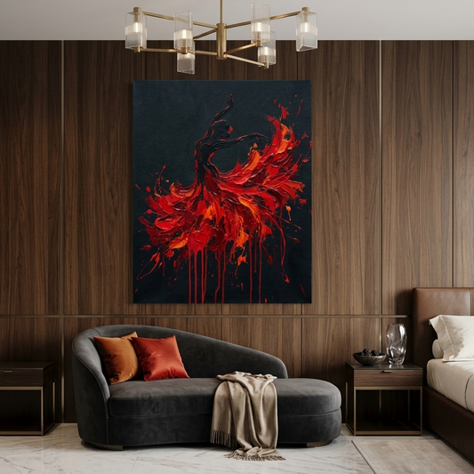 Fire Dancer — Red Paint Drip Flamenco Canvas Wall Art Prints