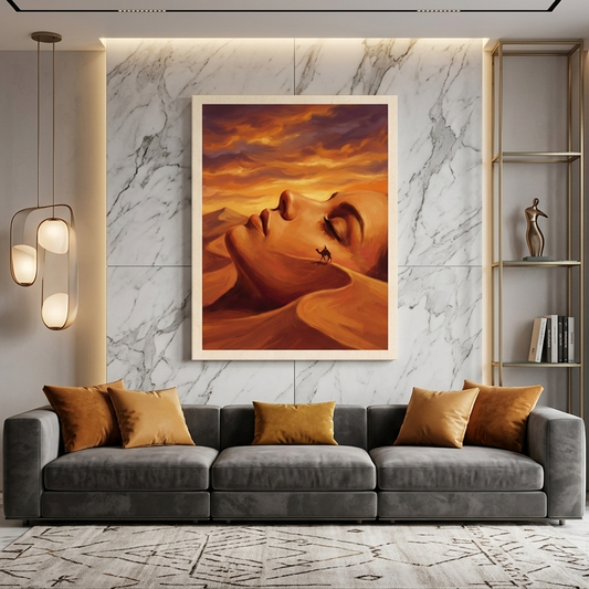 Desert Dream — Woman Face Dune Optical Illusion Canvas Wall Art Prints