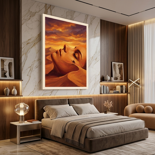 Desert Dream — Woman Face Dune Optical Illusion Canvas Wall Art Prints