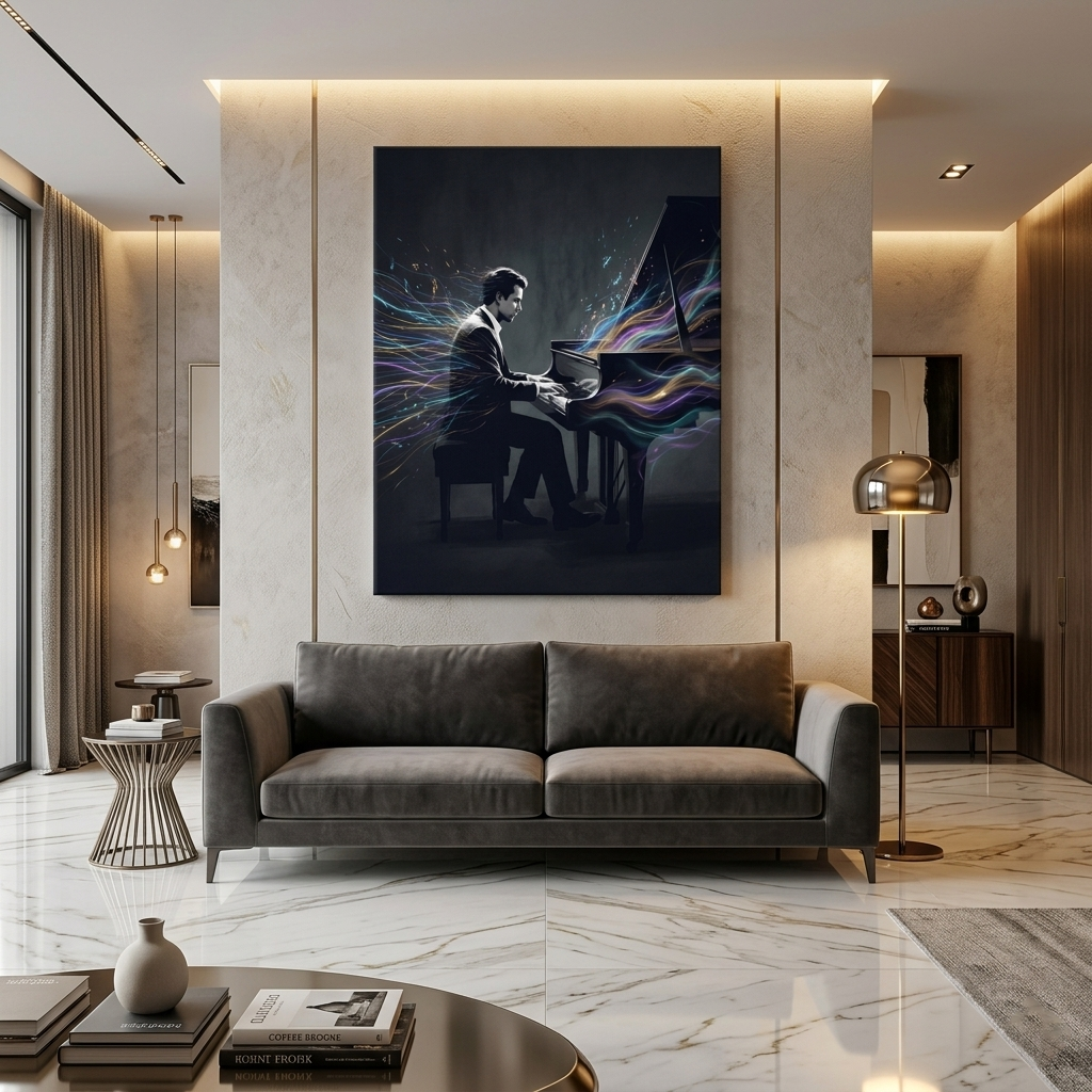 Sound of Colour — Pianist Glitch Art Canvas Wall Art Prints