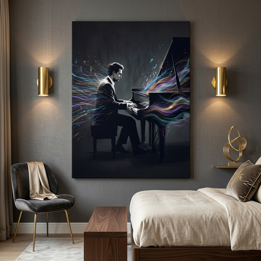 Sound of Colour — Pianist Glitch Art Canvas Wall Art Prints