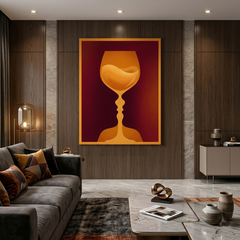 Wine Glass Lovers — Dual Meaning Optical Illusion Canvas Wall Art Prints