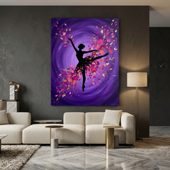 Petal Dancer — Floral Ballet Silhouette Canvas Wall Art Prints
