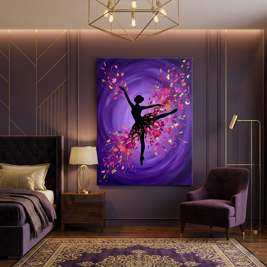 Petal Dancer — Floral Ballet Silhouette Canvas Wall Art Prints
