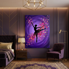 Petal Dancer — Floral Ballet Silhouette Canvas Wall Art Prints