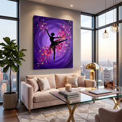 Petal Dancer — Floral Ballet Silhouette Canvas Wall Art Prints