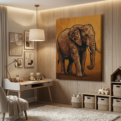 Elephant Within — Hidden Tribal Faces Optical Illusion Canvas Wall Art Prints