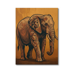 Elephant Within — Hidden Tribal Faces Optical Illusion Canvas Wall Art Prints