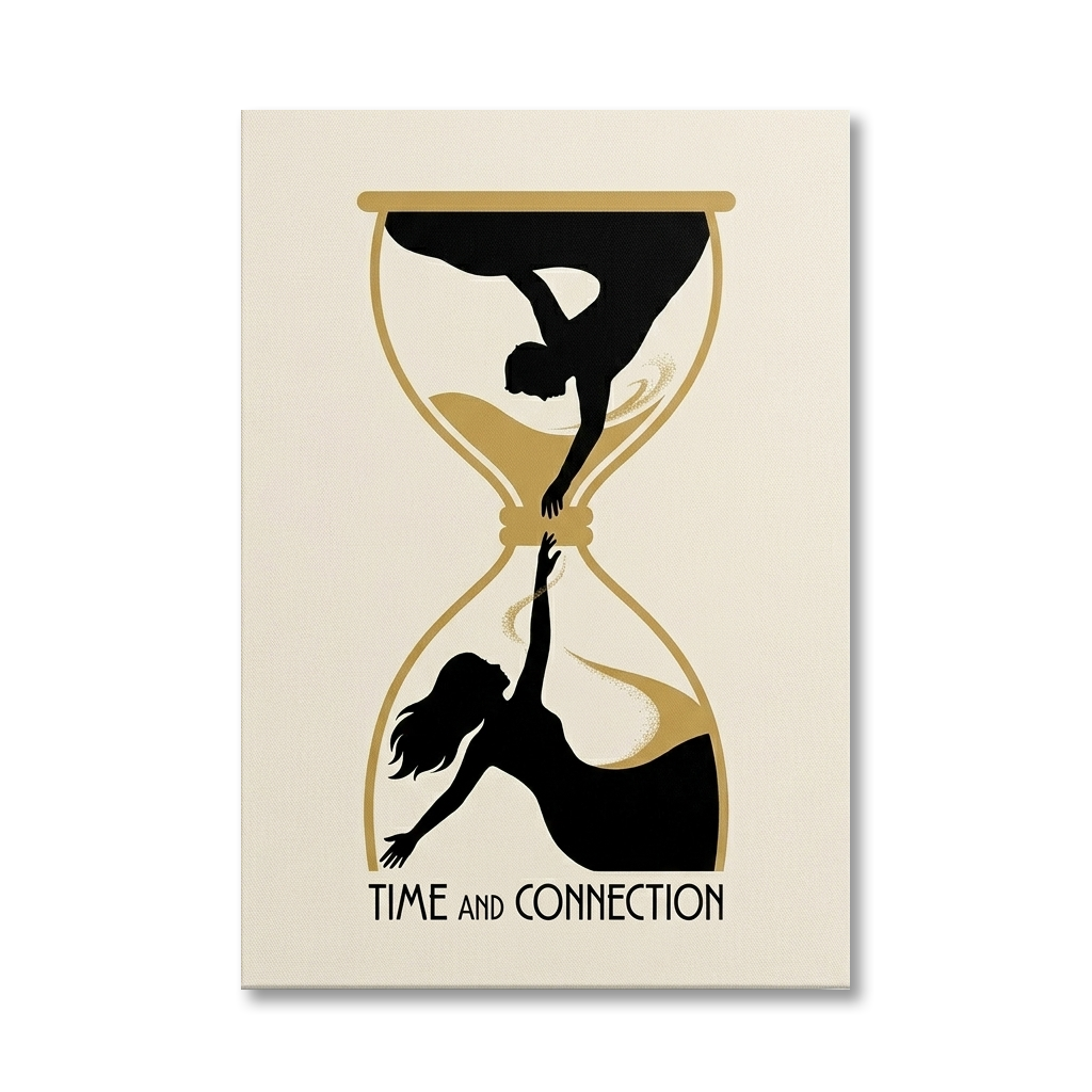 Time and Connection — Hourglass Couple Conceptual Canvas Wall Art Prints