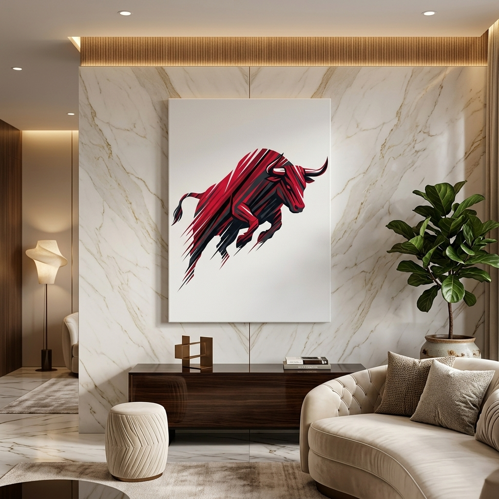 Red Bull Charge — Bold Geometric Power Canvas Wall Art Prints