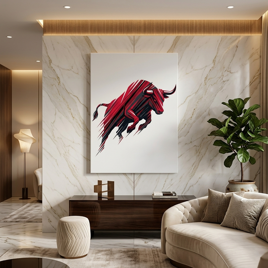 Red Bull Charge — Bold Geometric Power Canvas Wall Art Prints
