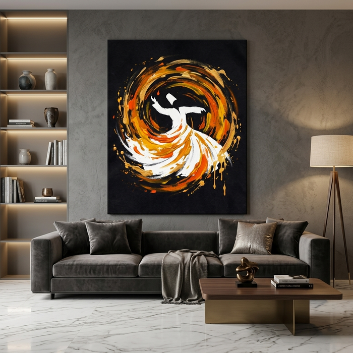 Sufi Whirl — Gold and Fire Dervish Canvas Wall Art Prints
