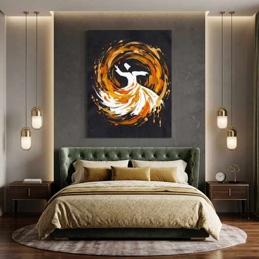 Sufi Whirl — Gold and Fire Dervish Canvas Wall Art Prints