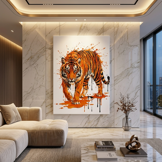 Wild Force — Tiger Paint Splash Canvas Wall Art Prints