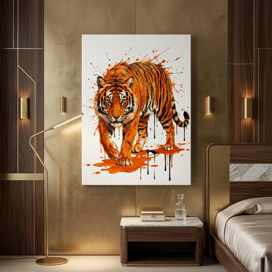 Wild Force — Tiger Paint Splash Canvas Wall Art Prints