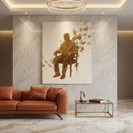 Memories — Elder Man Dissolving Into Photographs Canvas Wall Art Prints