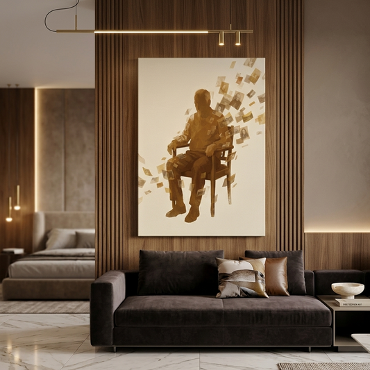 Memories — Elder Man Dissolving Into Photographs Canvas Wall Art Prints