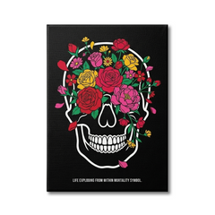 Skull in Bloom — Floral Skull Conceptual Canvas Wall Art Print | Dark Floral