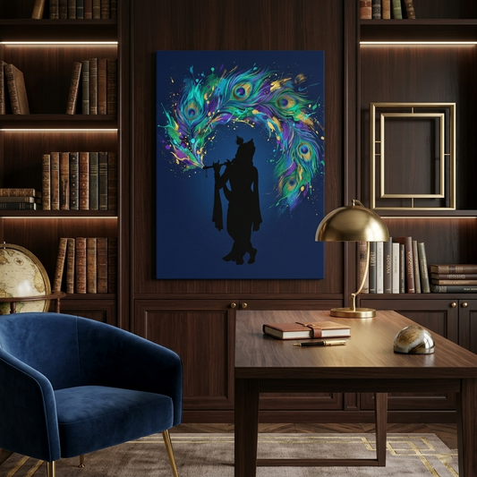Krishna Peacock Feather Conceptual Canvas Prints for Home Wall Art