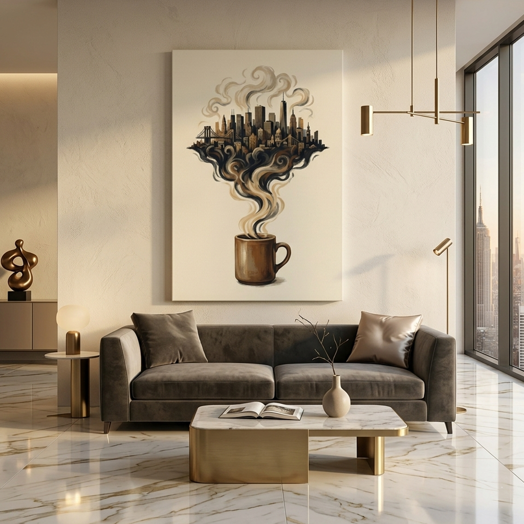 Coffee City Conceptual Canvas Prints for Living Room Art