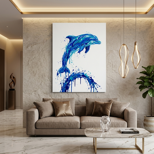 Dolphin Splash Conceptual Canvas Prints for Office Wall Art