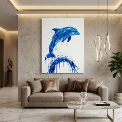 Dolphin Splash Conceptual Canvas Prints for Office Wall Art