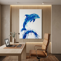 Dolphin Splash Conceptual Canvas Prints for Office Wall Art