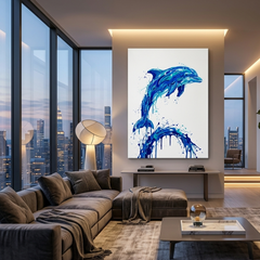 Dolphin Splash Conceptual Canvas Prints for Office Wall Art