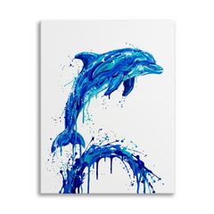 Dolphin Splash Conceptual Canvas Prints for Office Wall Art