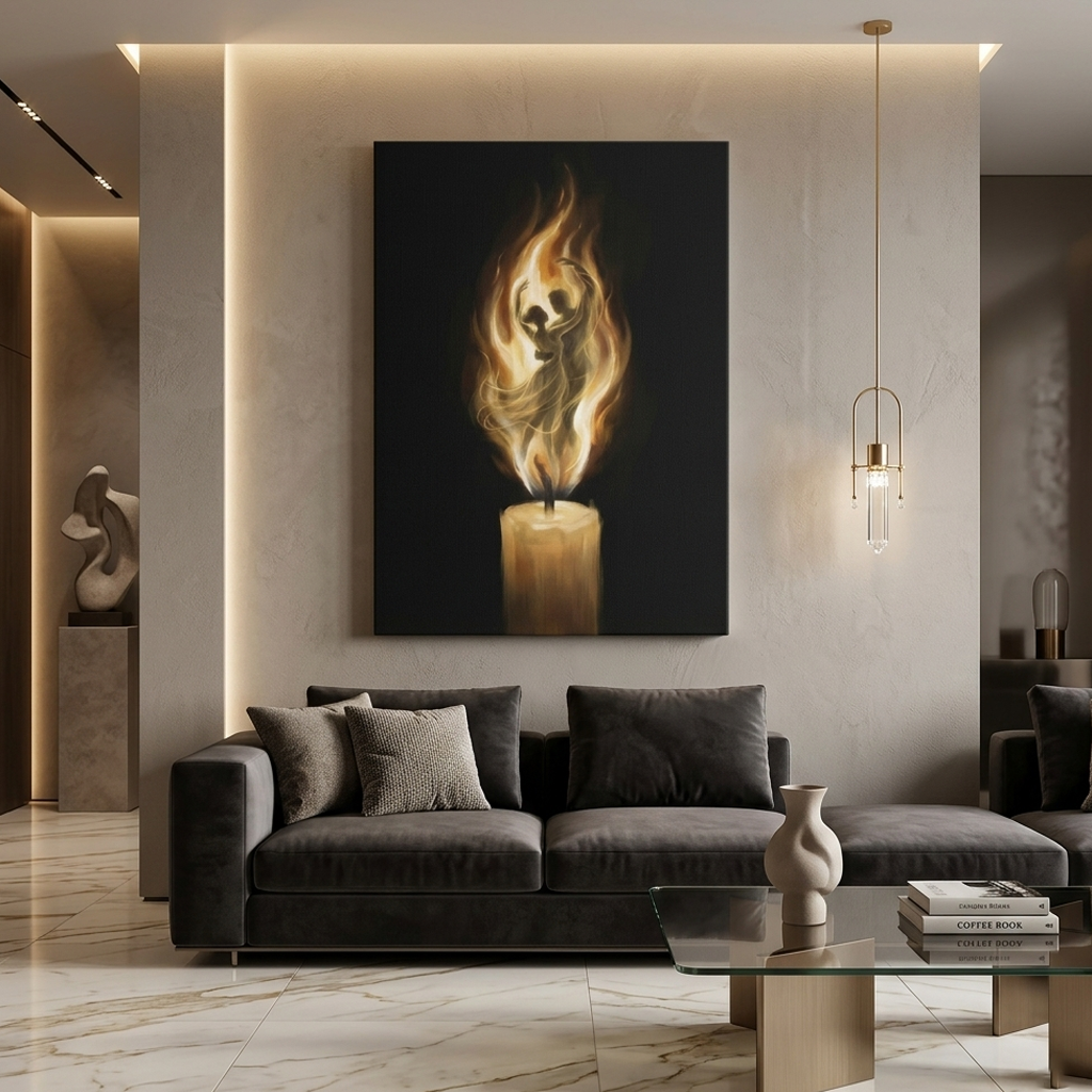 Candle Flame Couple Conceptual Canvas Prints for Bedroom Art