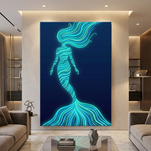 Mermaid Silhouette Conceptual Canvas Prints for Bedroom Art