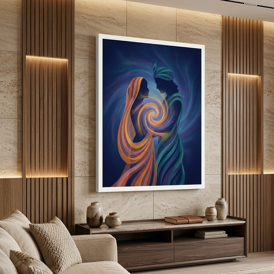 Radha Krishna Love Conceptual Canvas Wall Art Prints for Living Room Art