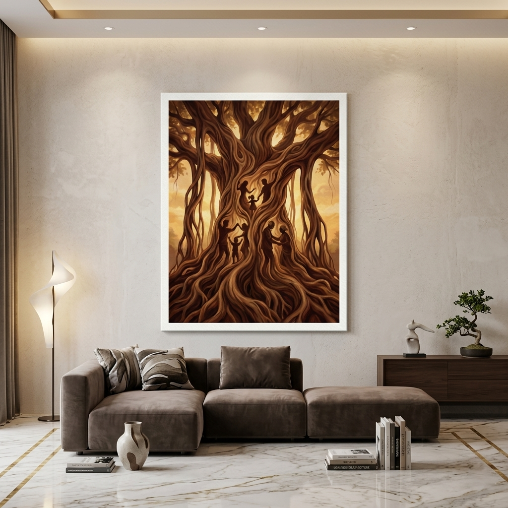 Family Tree Conceptual Canvas Wall Art Prints for Office Art