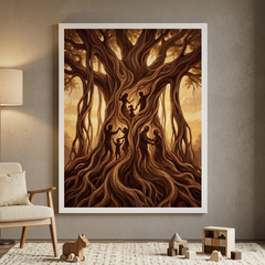 Family Tree Conceptual Canvas Wall Art Prints for Office Art