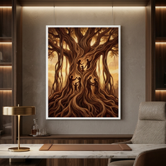Family Tree Conceptual Canvas Wall Art Prints for Office Art