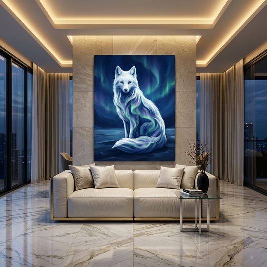 White Fox Conceptual Canvas Wall Art Prints for Bedroom Art