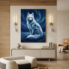 White Fox Conceptual Canvas Wall Art Prints for Bedroom Art