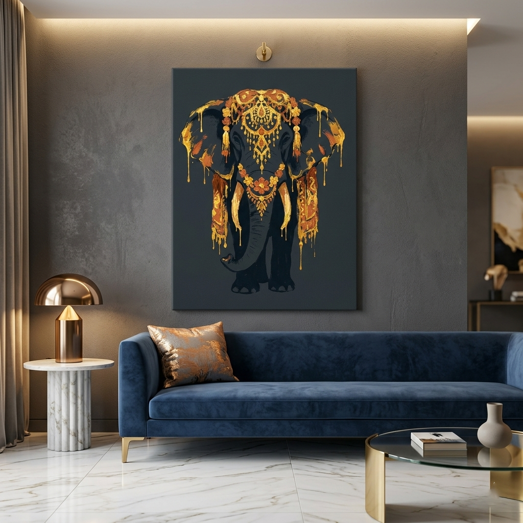 Decorated Elephant Conceptual Canvas Wall Art Prints for Living Room Art