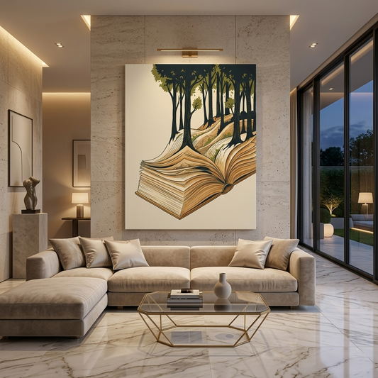 Book Forest Conceptual Canvas Wall Art Prints for Reading Room Art