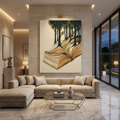 Book Forest Conceptual Canvas Wall Art Prints for Reading Room Art