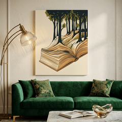 Book Forest Conceptual Canvas Wall Art Prints for Reading Room Art