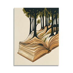 Book Forest Conceptual Canvas Wall Art Prints for Reading Room Art