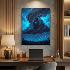 Rain Cloud Couple Conceptual Canvas Wall Art Prints for Study Room Art